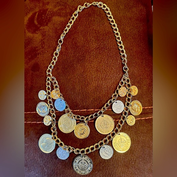 Vintage Double Gold and Silver Coin Necklace - Picture 1 of 3